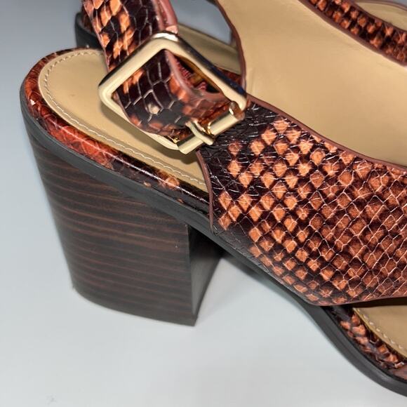 Aldo Sandals Women's 7.5 Cadrielia Block Heel Cross Strap Leather Snake Print - Picture 7 of 16